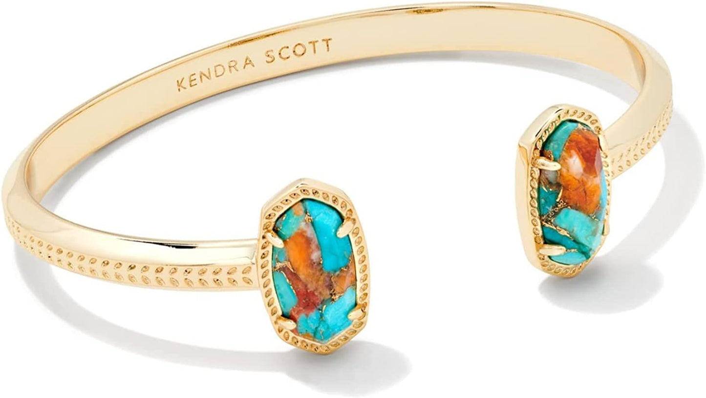 Kendra Scott Elton Cuff Bracelet for Women, Fashion Jewelry Apparel & Accessories > Jewelry > Bracelets Kendra Scott Gold Bronze Veined Turquoise Magnesite Red Oyster  