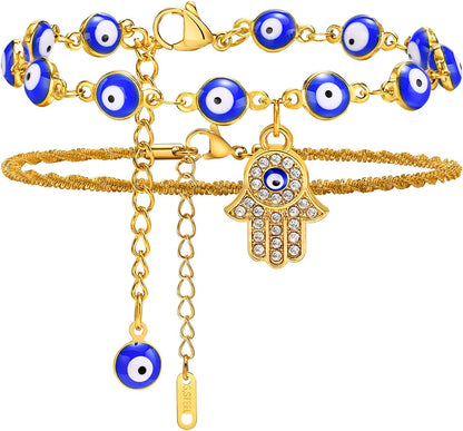 MEALGUET Women Gold Chain Anklet Bracelet : Stylish 18K Gold Plated Stainless Steel Minimalist Boho Style Layered Dainty Ankle Bracelet for Her, Summer Jewelry Gifts for Her Girl Apparel & Accessories > Jewelry > Anklets Mealguet Style F  