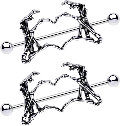 Body Candy Nipplerings Piercing Women 14G 1 1/2" Stainless Steel Skeleton Heart 2Pc Dangle Nipple Ring Set 38Mm Apparel & Accessories > Jewelry > Body Jewelry Body Candy   