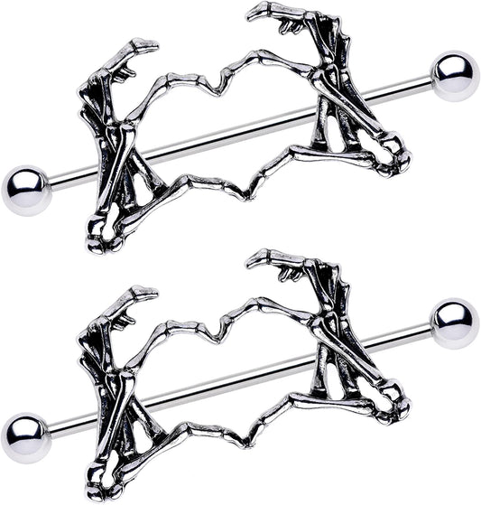 Body Candy Nipplerings Piercing Women 14G 1 1/2" Stainless Steel Skeleton Heart 2Pc Dangle Nipple Ring Set 38Mm Apparel & Accessories > Jewelry > Body Jewelry Body Candy   