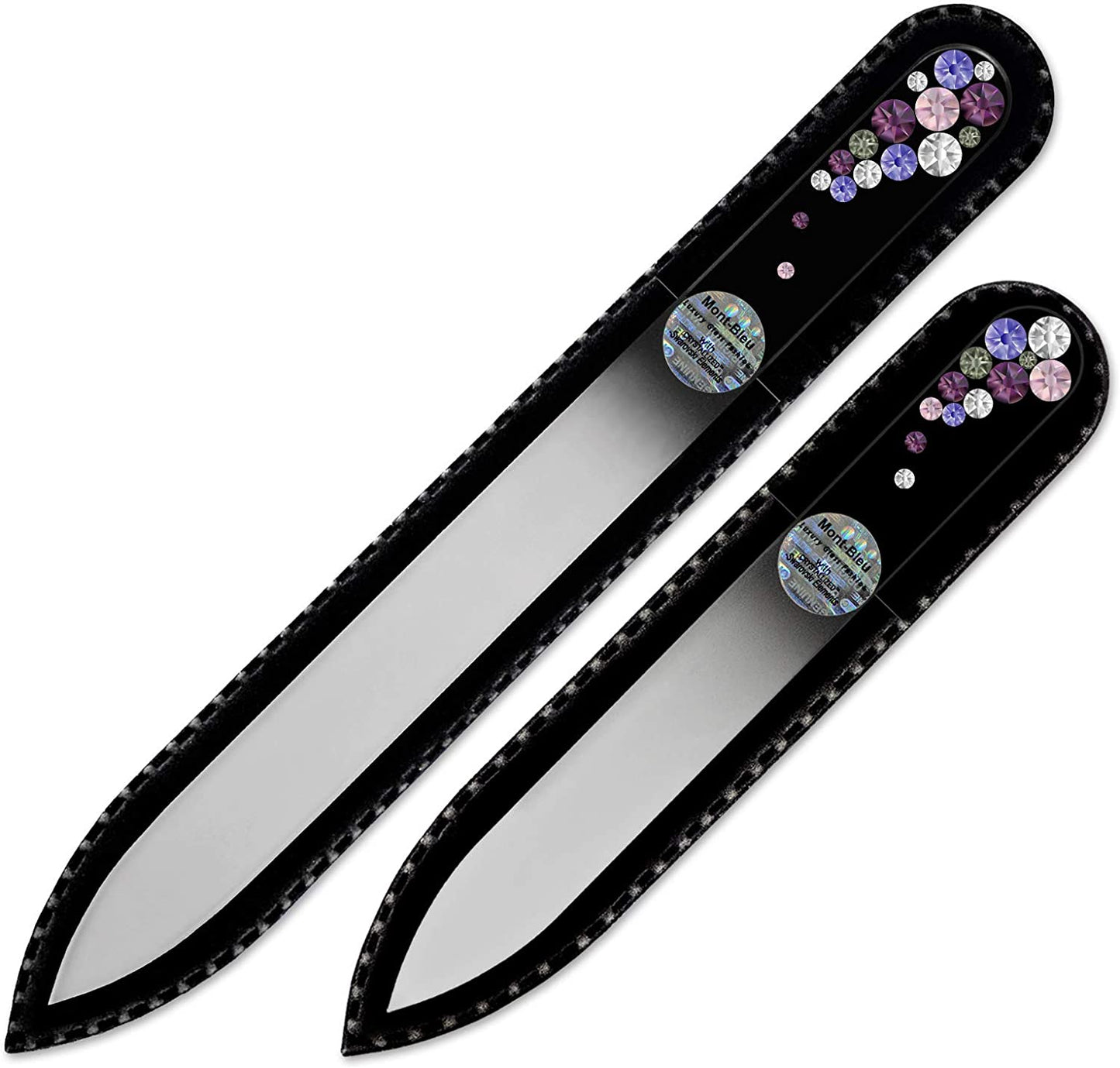 Best Gifts for Women - Mont Bleu Set of 2 Glass Nail Files Hand Decorated with Crystals - Handmade Gifts - Nail Filer Kit - Excellent Nail Filing Tools - Washable Nail Files Health & Beauty > Personal Care > Cosmetics > Cosmetic Tools > Nail Tools Mont Bleu Violet  