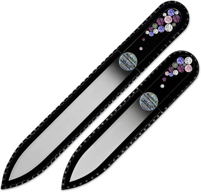 Best Gifts for Women - Mont Bleu Set of 2 Glass Nail Files Hand Decorated with Crystals - Handmade Gifts - Nail Filer Kit - Excellent Nail Filing Tools - Washable Nail Files Health & Beauty > Personal Care > Cosmetics > Cosmetic Tools > Nail Tools Mont Bleu Violet  