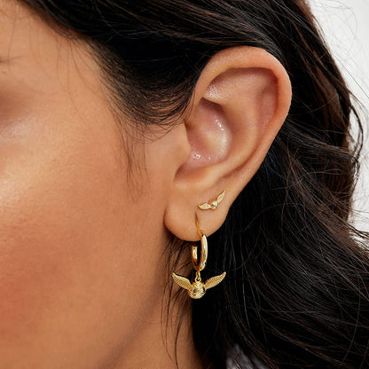 Harry Potter Jewelry, Gold Plated Hoop Dangles, Golden Snitch Pierced Earrings Apparel & Accessories > Jewelry > Earrings Harry Potter   