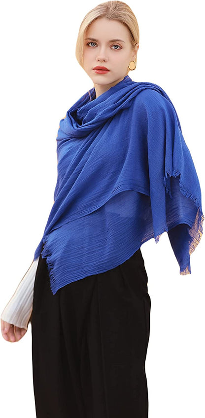 Jeelow Cotton Feel Scarf Shawl Wrap Soft Lightweight Scarves and Wraps for Men Women Apparel & Accessories > Clothing Accessories > Scarves & Shawls Jeelow Sapphire  