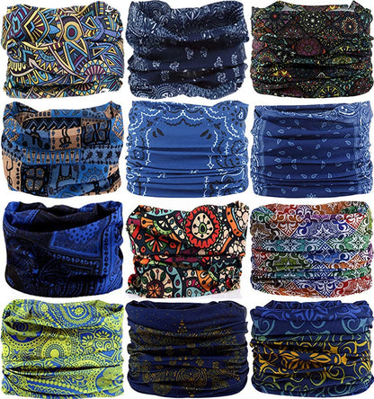 VANCROWN Neck Gaiter Headband Headwear Head Wrap Face Mask Magic Scarf Bandana for Men and Women Apparel & Accessories > Clothing Accessories > Bandanas & Headties VANCROWN 12pcs.blue.1  