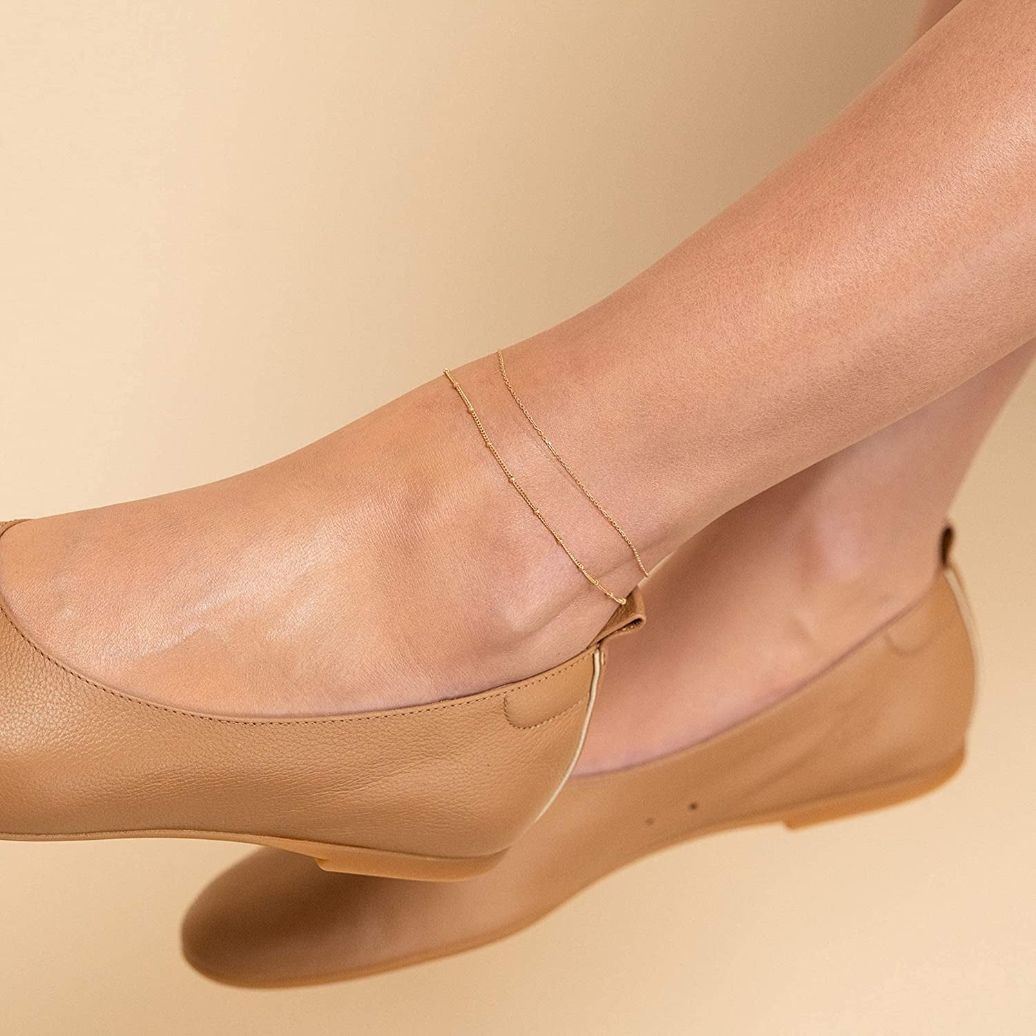 Women Dainty Anklet,14K Gold Plated Satellite Anklet Double Layered Cute Beads Chain Tassel Coin Disc Heart Summer Ankle Bracelet Boho Beach Foot Chain Apparel & Accessories > Jewelry > Anklets Befettly   