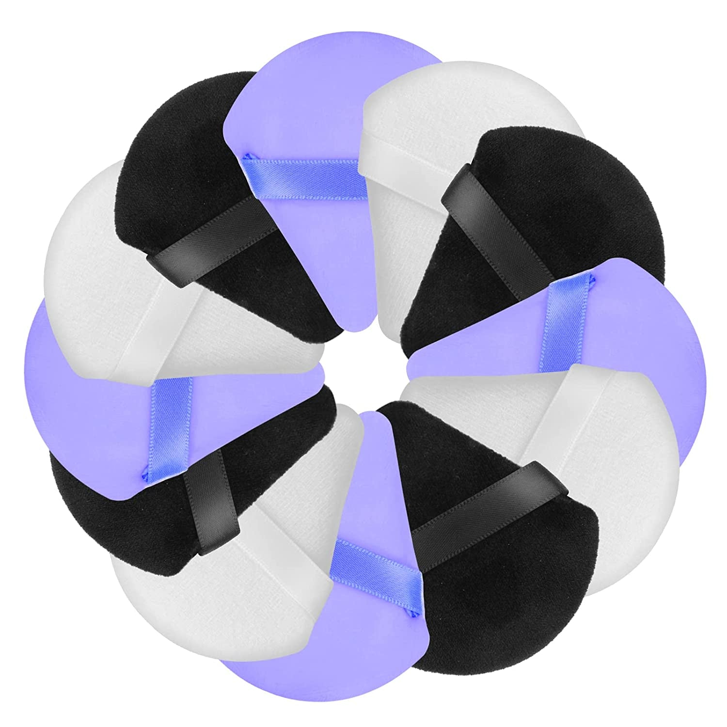 Sibba 12Pcs Powder Puff Triangle Shape Face Makeup Puff for Loose Powder Foundation Soft Cosmetic Sponge Wet and Dry Powder Puff Pads Large Body Cotton Powder Cushion Puffs (Black) Health & Beauty > Personal Care > Cosmetics > Cosmetic Tools > Makeup Tools Sibba Black/white/purple  