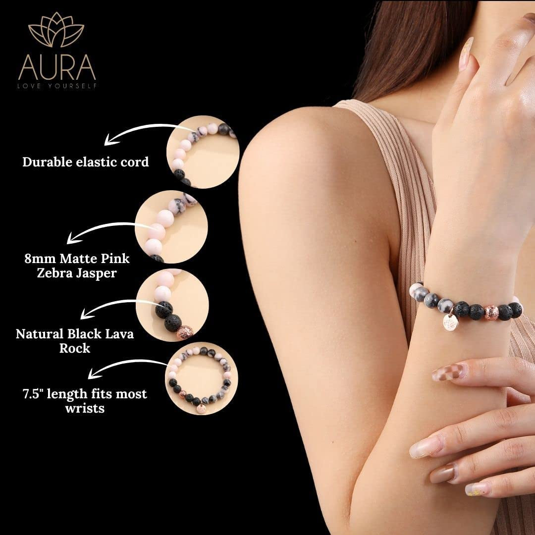 Relaxation Gift for Women - Lava Rock Bracelet, Yoga Beads with Lavender Essential Oil, Calming Aromatherapy Diffuser Stone Beaded Bracelet- Self Care, Healing, Stress Anxiety Relief Gift for MOM Apparel & Accessories > Jewelry > Bracelets AURA LOVE YOURSELF   