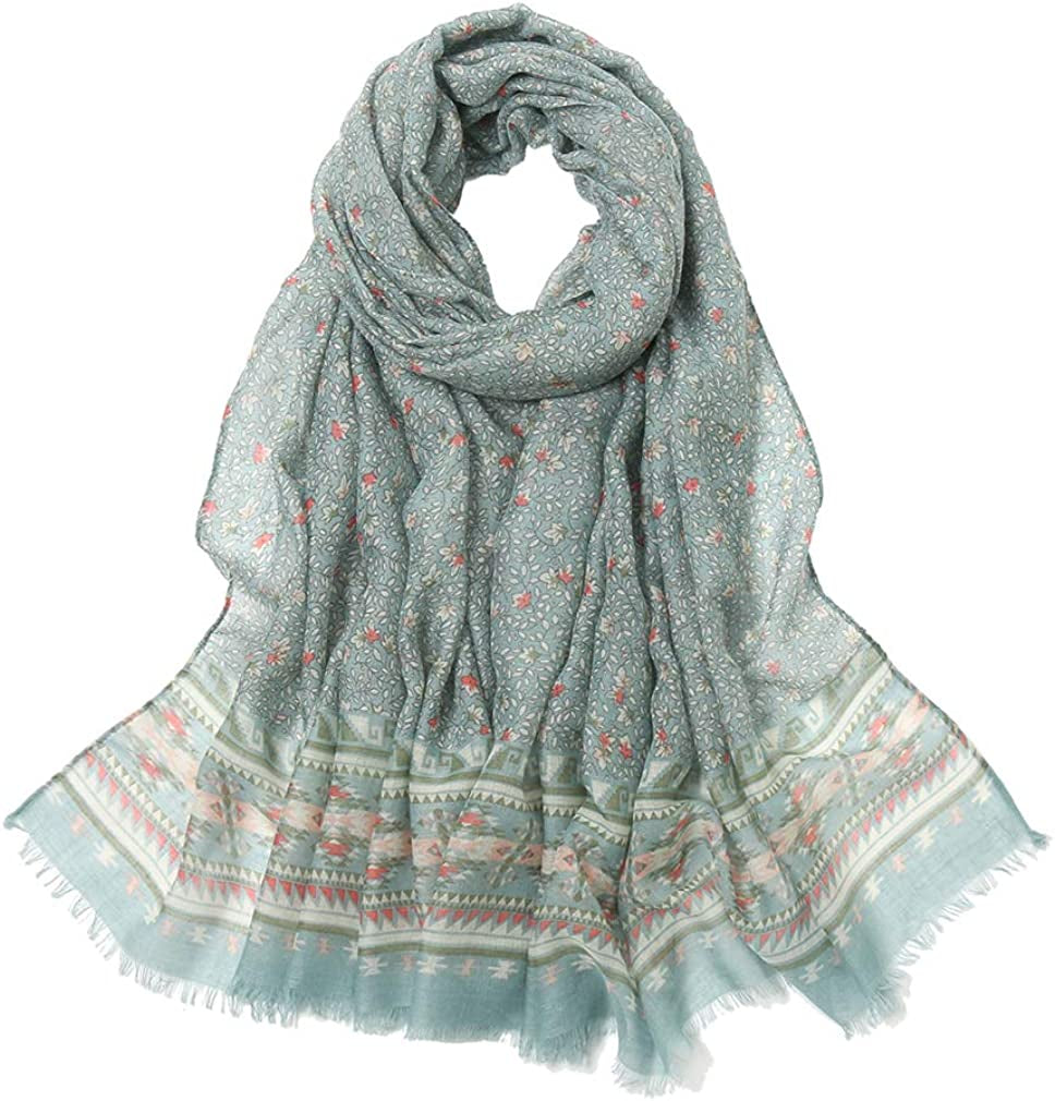 Scarf for Women Lightweight Floral Fashion Flower Scarves Shawl Wrap by Hophor Apparel & Accessories > Clothing Accessories > Scarves & Shawls Hophor Free-living Urbanites-pale Turquoise  