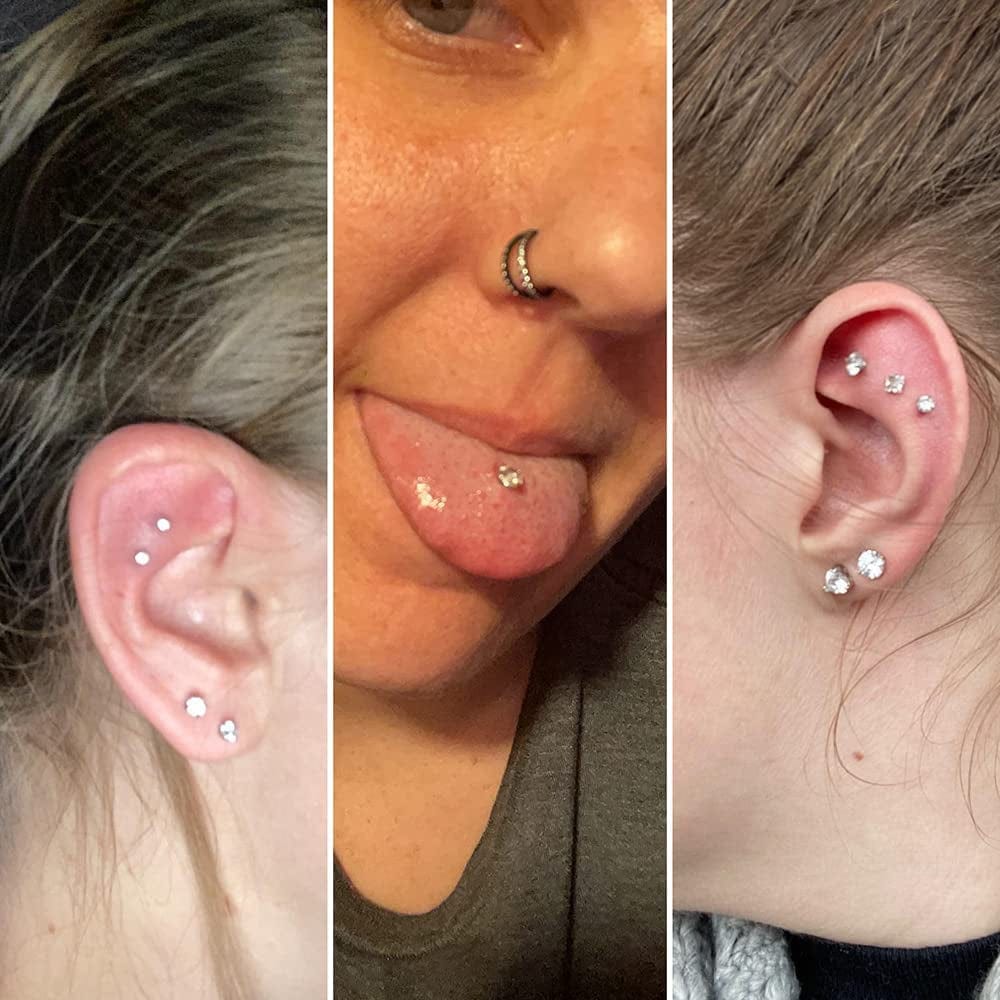 16G/18G/20G Threadless Lip Rings Tragus Earrings Surgical Steel Helix Conch Cartilage Earrings Monroe Piercing Jewelry for Women Men Labret Studs Apparel & Accessories > Jewelry > Body Jewelry PunkTracker   