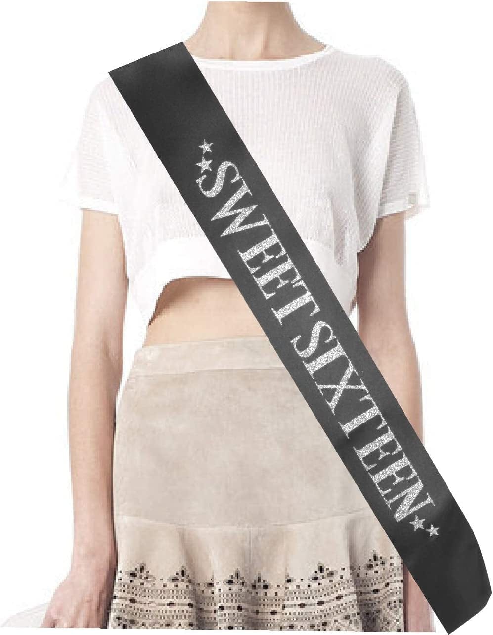 16Th Birthday Sash and Tiara for Girls - Fabulous Set: Glitter Sash + Stars Rhinestone Silver Premium Metal Tiara, 16Th Birthday Gifts for Sweet 16 Birthday Party Apparel & Accessories > Clothing Accessories > Sashes MEANT2TOBE   
