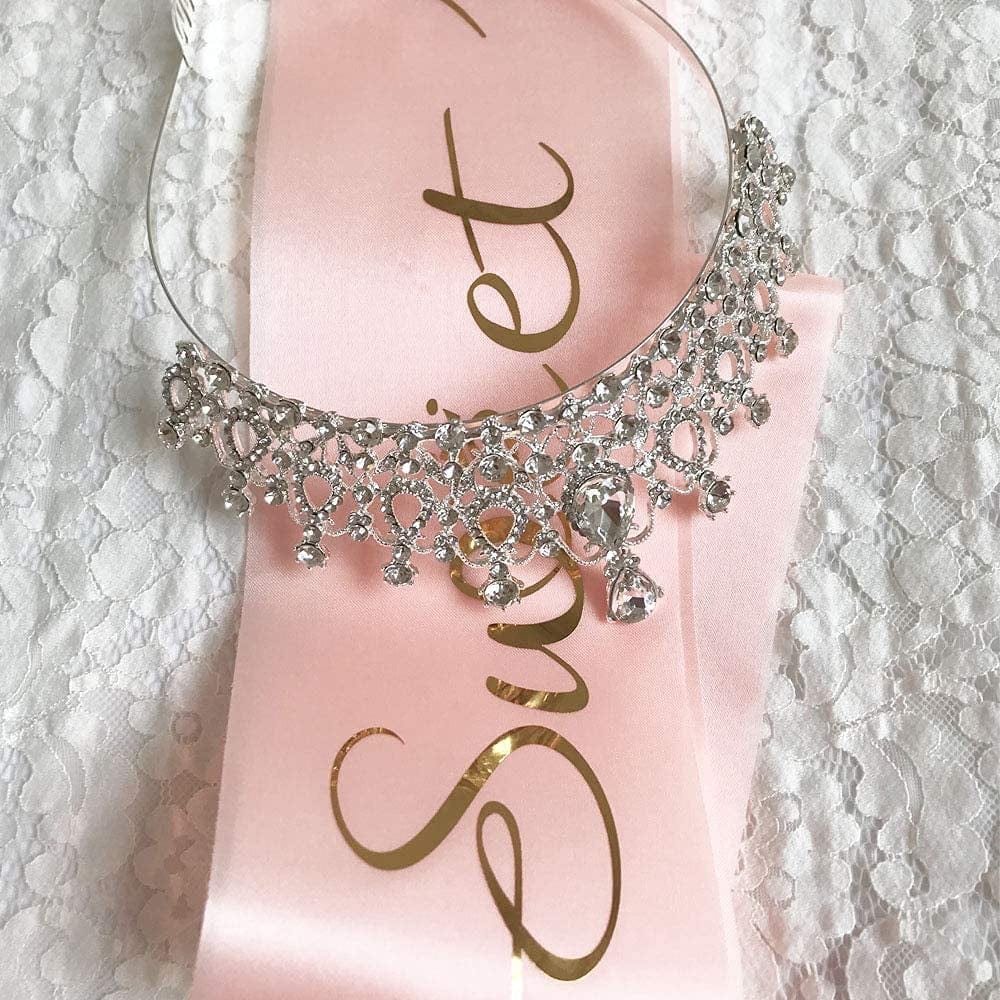 16Th Birthday Sash and Tiara Kit, Sweet Sixteen Birthday Gifts for Girls Party Supplies Favors Decorations (Pink) Apparel & Accessories > Clothing Accessories > Sashes Ergonflow   