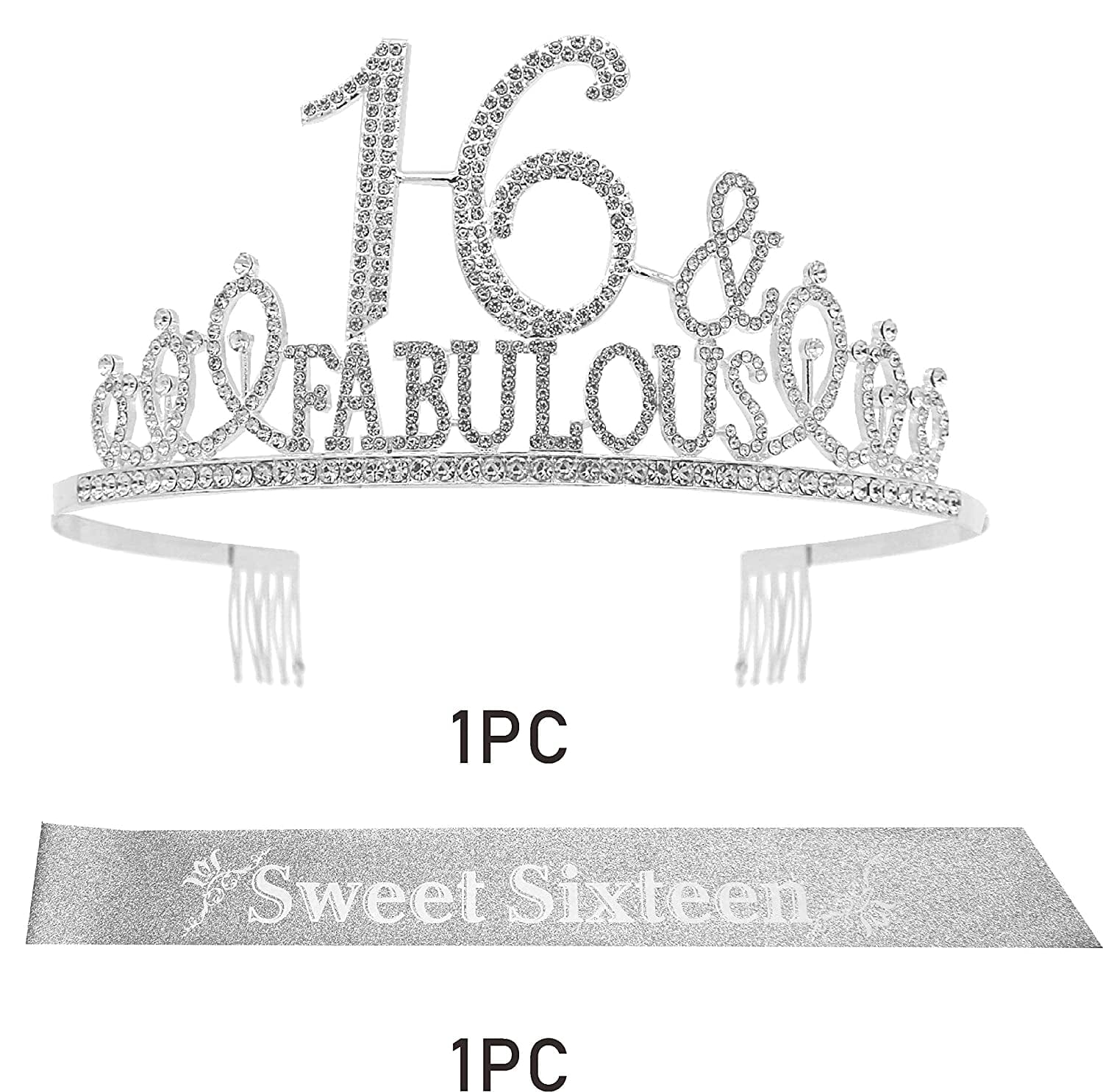 16Th Birthday,Sweet 16 Gifts for Girls, Sweet 16 Birthday Decorations, Sweet 16 Tiara Silver, 16Th Birthday Crown, 16Th Birthday Sash, 16Th Birthday Decorations for Girls Apparel & Accessories > Clothing Accessories > Sashes KYLIE MAX   