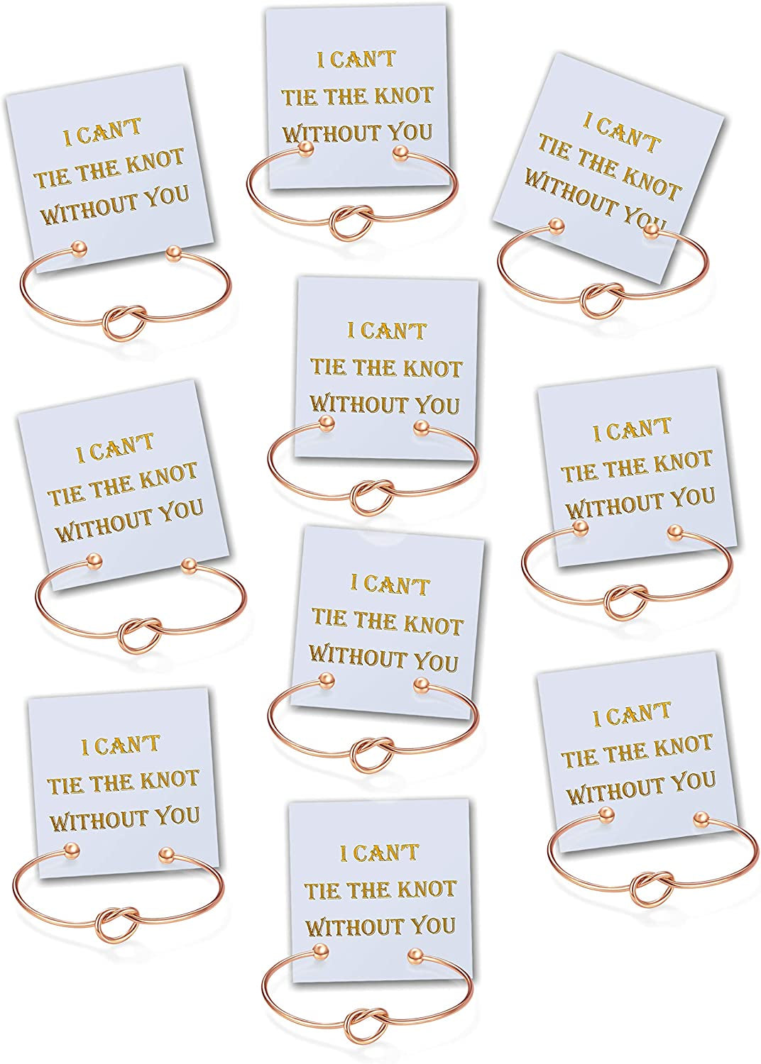 CHICNOW I Can'T Tie the Knot without You Bridesmaid Gift Cards Bridesmaid Bracelets Silver Tone- Set of 4,5,6 Apparel & Accessories > Jewelry > Bracelets Chicnow A. Rose Gold Tone 10 Sets  