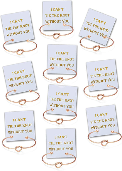 CHICNOW I Can'T Tie the Knot without You Bridesmaid Gift Cards Bridesmaid Bracelets Silver Tone- Set of 4,5,6 Apparel & Accessories > Jewelry > Bracelets Chicnow A. Rose Gold Tone 10 Sets  