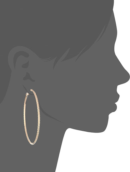 GUESS "Basic" Gold Large Diamond Cut Hoop Earrings Apparel & Accessories > Jewelry > Earrings GUESS   