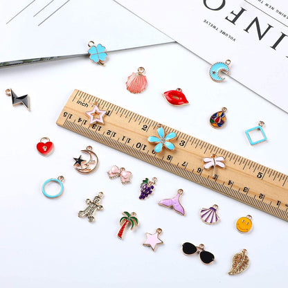 170Pcs Jewelry Making Charms Assorted Gold Plated Enamel Necklace Bracelet Charms Pendants for DIY Jewelry Making
