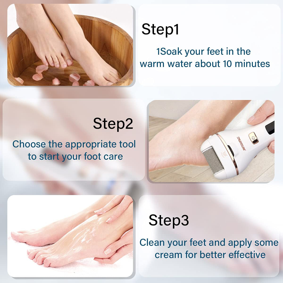 Rechargeable Callus Remover for Feet Electric,Pedicure Kit Tools Foot Care Set,Professional Foot Scrubber for Cracked Heels,Dead Skin,With 3 Roller Heads,2 Speeds,Power Display for Travel,Home Health & Beauty > Personal Care > Foot Care Gearmatte   