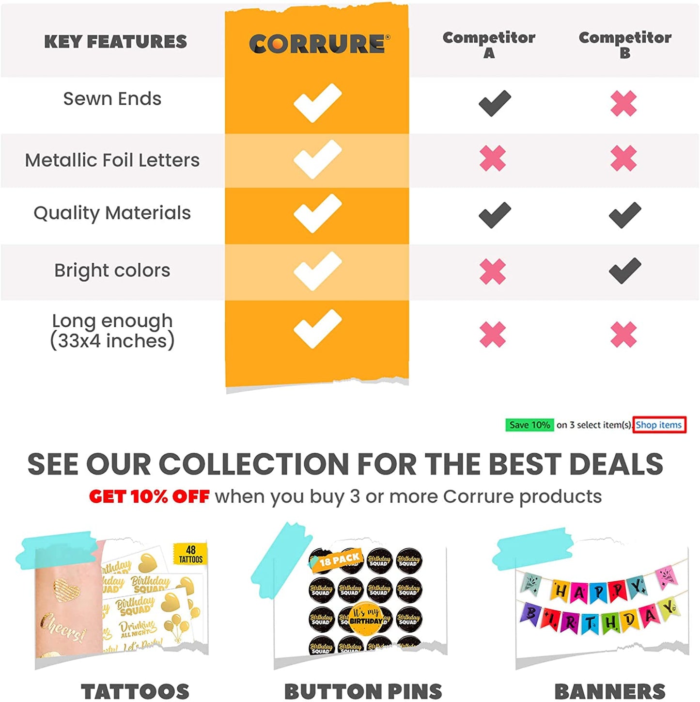 CORRURE 'It'S My Birthday' Sash with Rose Gold Foil - Soft Satin White Birthday Sash for Women - Party Favors Supplies and Decorations for Sweet 16, 18Th 21St 30Th 40Th or Any Happy Bday Party Apparel & Accessories > Clothing Accessories > Sashes Pego Brands General   