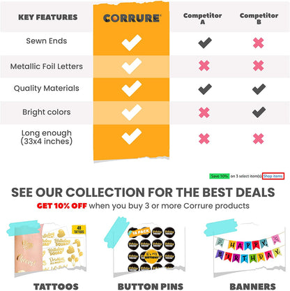 CORRURE 'It'S My Birthday' Sash with Rose Gold Foil - Soft Satin White Birthday Sash for Women - Party Favors Supplies and Decorations for Sweet 16, 18Th 21St 30Th 40Th or Any Happy Bday Party Apparel & Accessories > Clothing Accessories > Sashes Pego Brands General   