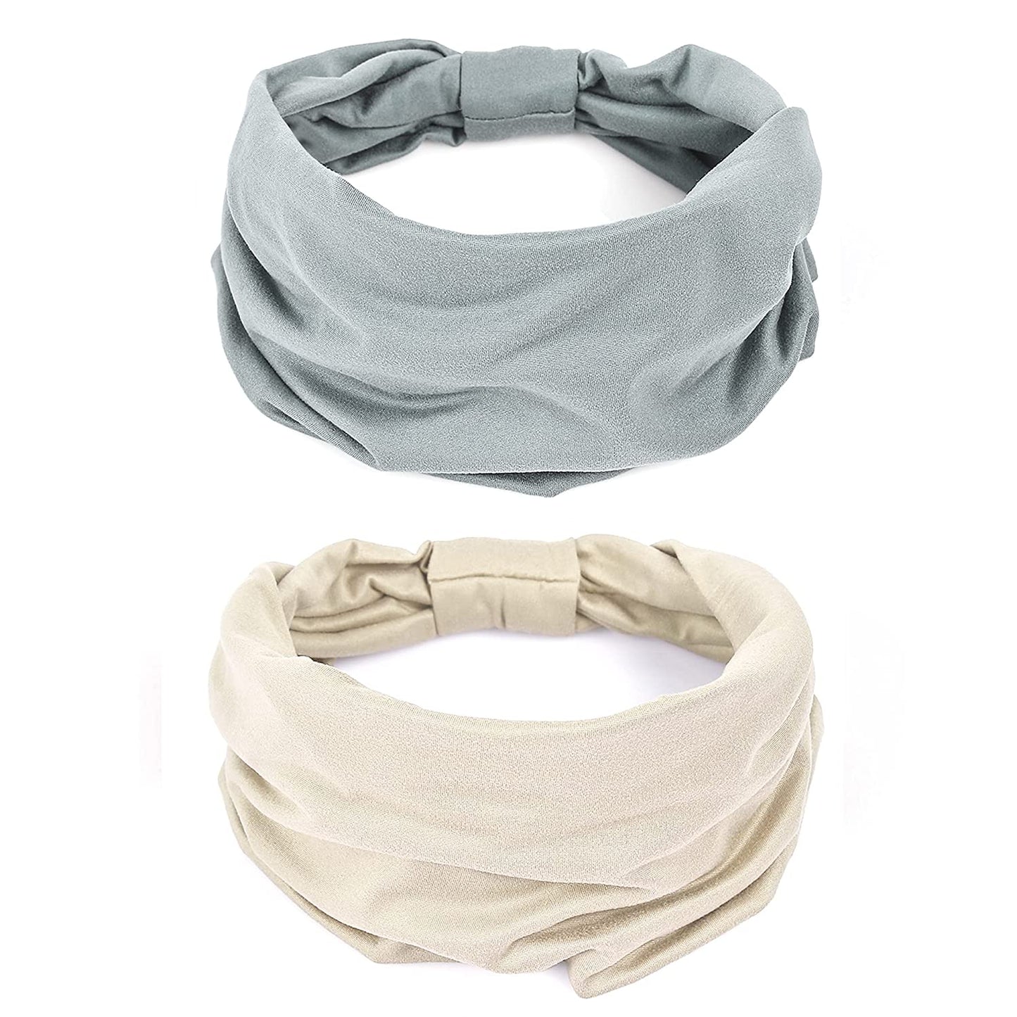 Gili 6 Pack Wide Headbands for Women Non Slip Soft Elastic Hair Bands Yoga Running Sports Workout Gym Head Wraps , Knotted Cotton Cloth African Turbans Bandana ( with 6 Pcs Hair Ties) Apparel & Accessories > Clothing Accessories > Bandanas & Headties GILI 2 Color (Light Grey+Skin)  