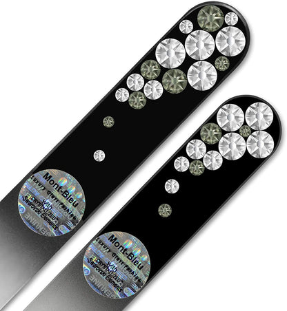 Best Gifts for Women - Mont Bleu Set of 2 Glass Nail Files Hand Decorated with Crystals - Handmade Gifts - Nail Filer Kit - Excellent Nail Filing Tools - Washable Nail Files Health & Beauty > Personal Care > Cosmetics > Cosmetic Tools > Nail Tools Mont Bleu   