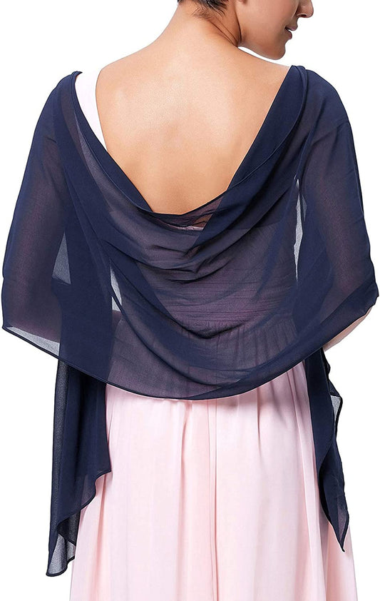 Kate Kasin Soft Chiffon Pashmina Scarf Shawls and Wraps for Formal Evening Party Dress, Bride Bridesmaid Shawl for Wedding Apparel & Accessories > Clothing Accessories > Scarves & Shawls Kate Kasin Navy Blue 72*18inch 