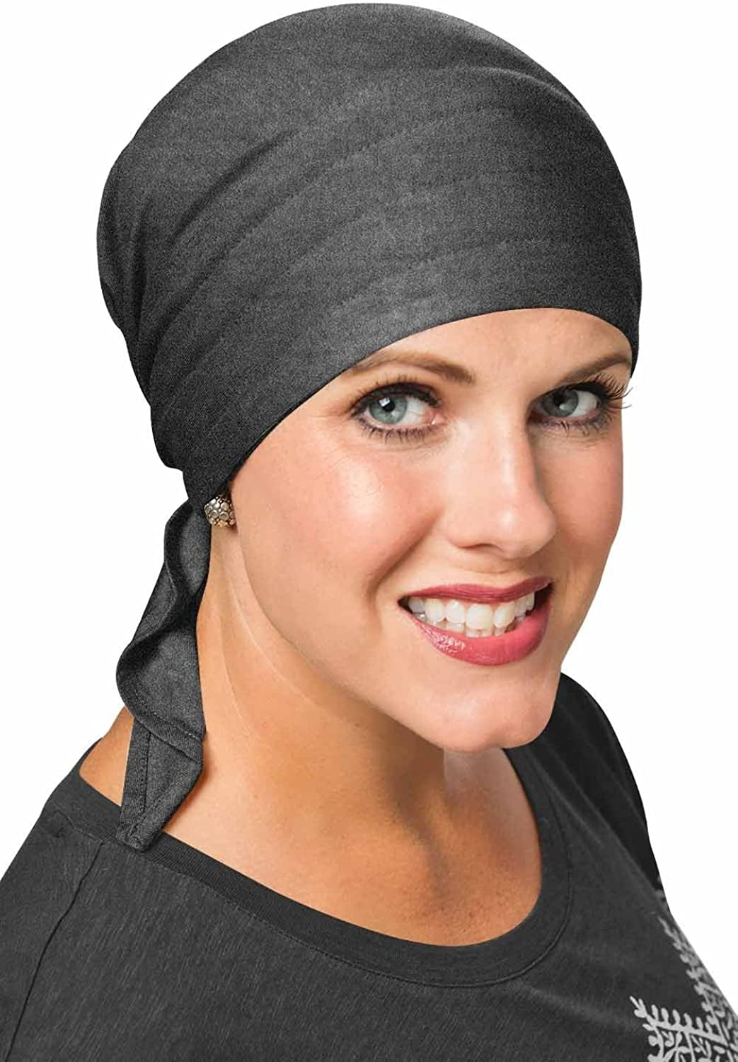 Cardani Instant Tie Headscarf - Padded Easy Tie Triangle Scarf in Luxury Viscose from Bamboo Apparel & Accessories > Clothing Accessories > Headwear Cardani Luxury Bamboo - Charcoal One Size 