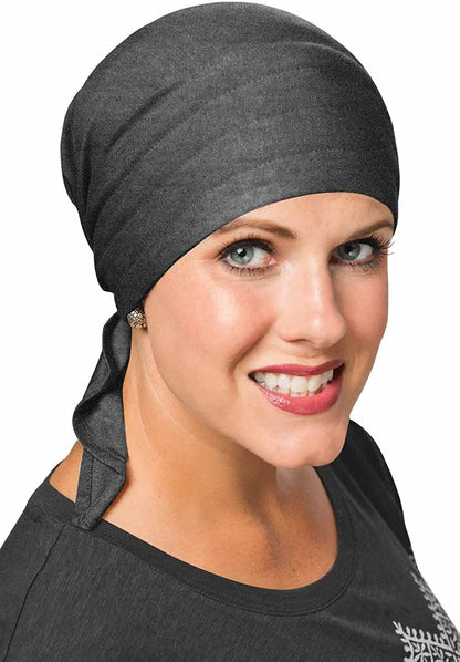 Cardani Instant Tie Headscarf - Padded Easy Tie Triangle Scarf in Luxury Viscose from Bamboo Apparel & Accessories > Clothing Accessories > Headwear Cardani Luxury Bamboo - Charcoal One Size 