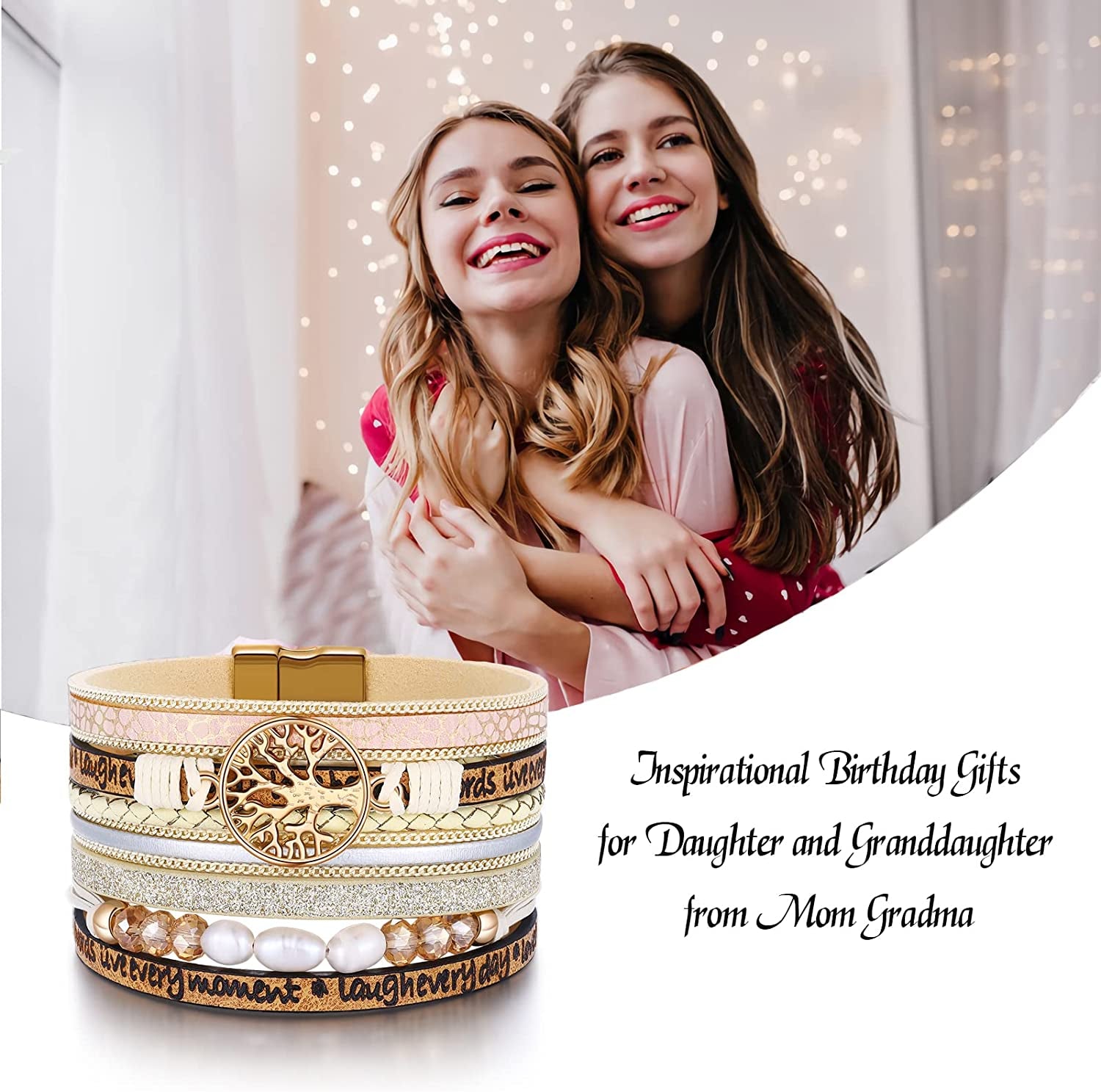 Inspirational Tree of Life Leather Bracelets for Women,Birthday Christmas Mothers Day Jewelry Gifts for Teen Girls Apparel & Accessories > Jewelry > Bracelets AURGTTCG   