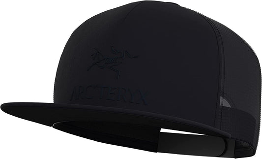 Arc'Teryx Logo Flat Brim Trucker Hat | Flat-Brim Performance Trucker Apparel & Accessories > Clothing Accessories > Hats Arc'teryx Black One Size 