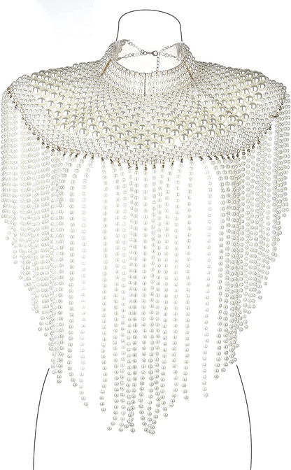 Ccbodily Pearl Body Chain Bra - Fashion Shoulder Necklaces Bra Chain Body Jewelry Apparel & Accessories > Jewelry > Body Jewelry CCbodily K-WHITE  