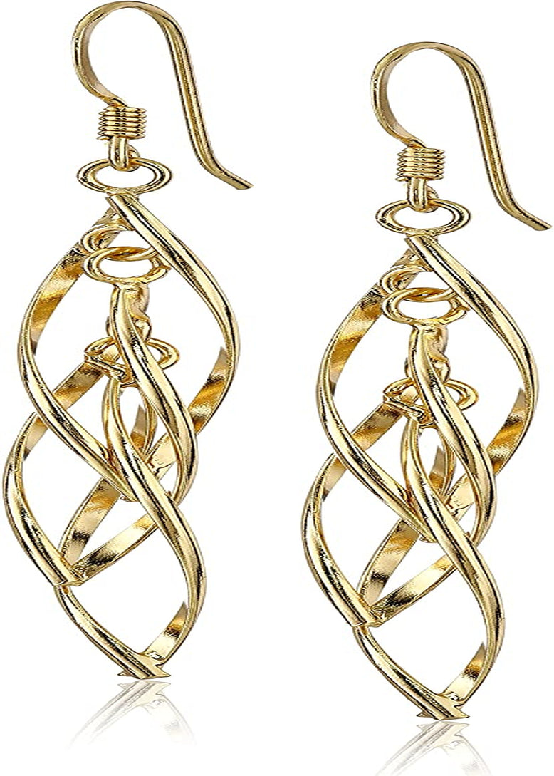 Collection Sterling Silver Linear Swirl French Wire Earrings Apparel & Accessories > Jewelry > Earrings Amazon Collection Silver  