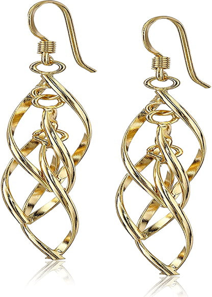 Collection Sterling Silver Linear Swirl French Wire Earrings Apparel & Accessories > Jewelry > Earrings Amazon Collection Silver  