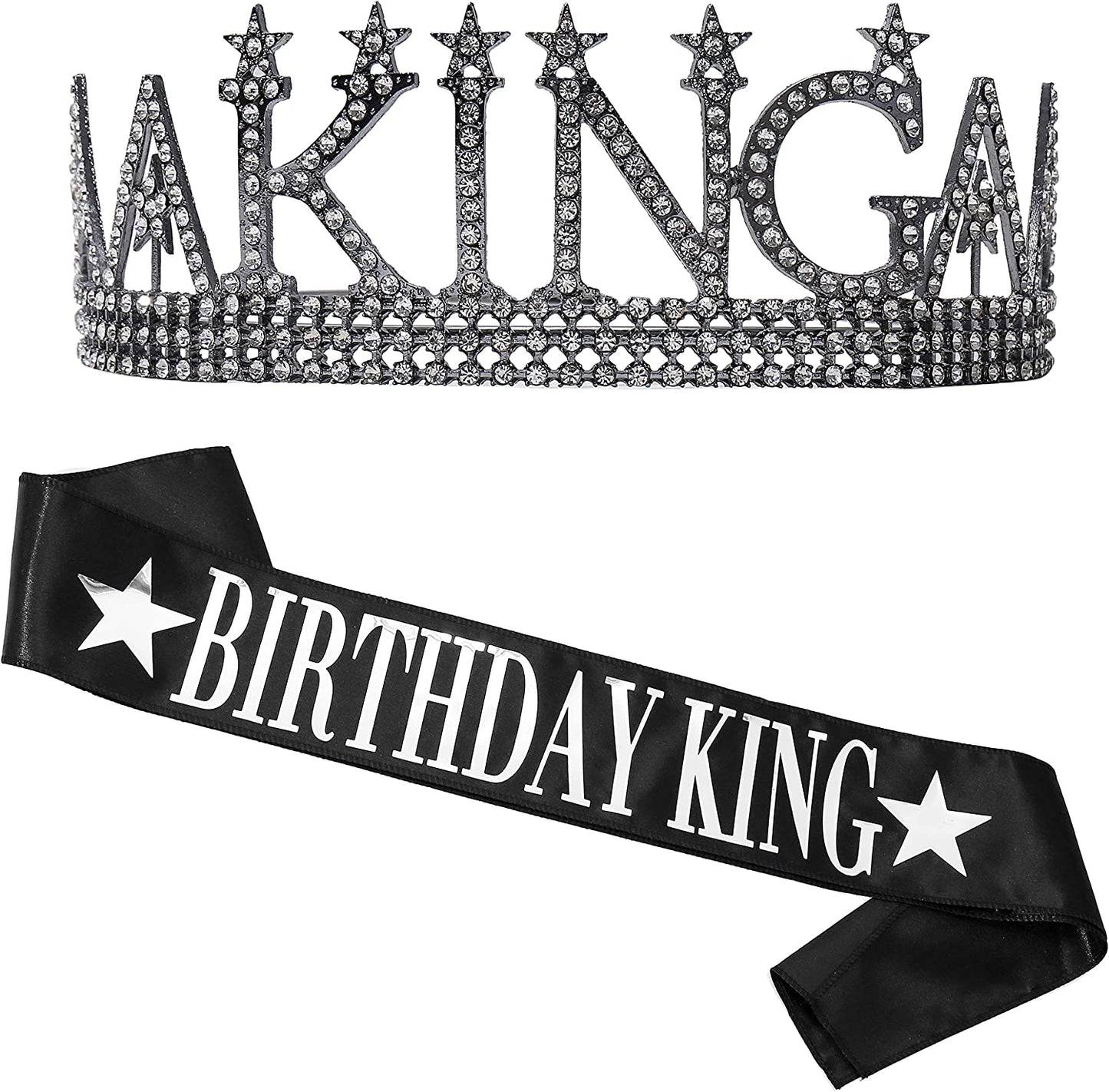 Birthday King Sash and King'S Crown, Birthday Gifts for Men'S Birthday Party Decoration （Black） Apparel & Accessories > Clothing Accessories > Sashes ANWNK   