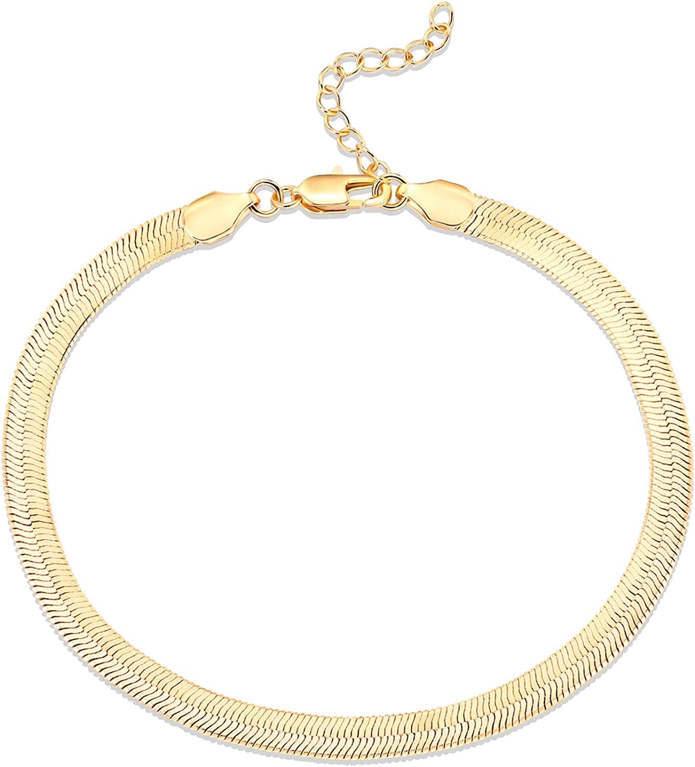 PAVOI 14K Gold Plated Charm Link Flat Gold Anklets for Women Apparel & Accessories > Jewelry > Anklets PAVOI Snake-L yellow plated 