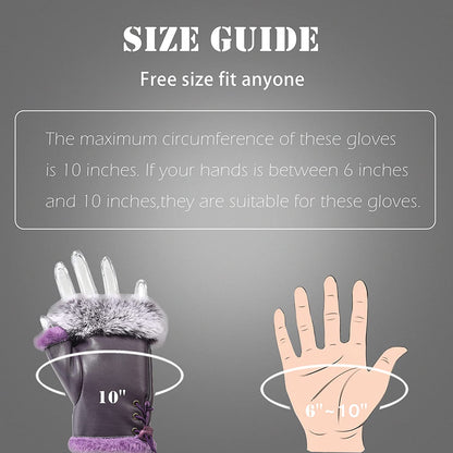 Winter Fingerless Gloves Cute Typing Gloves Fuzzy Furry Leather Mittens Faux Fur Lined Gloves Warm Hands Warmer Gloves Women Apparel & Accessories > Clothing Accessories > Gloves & Mittens Fur Story   