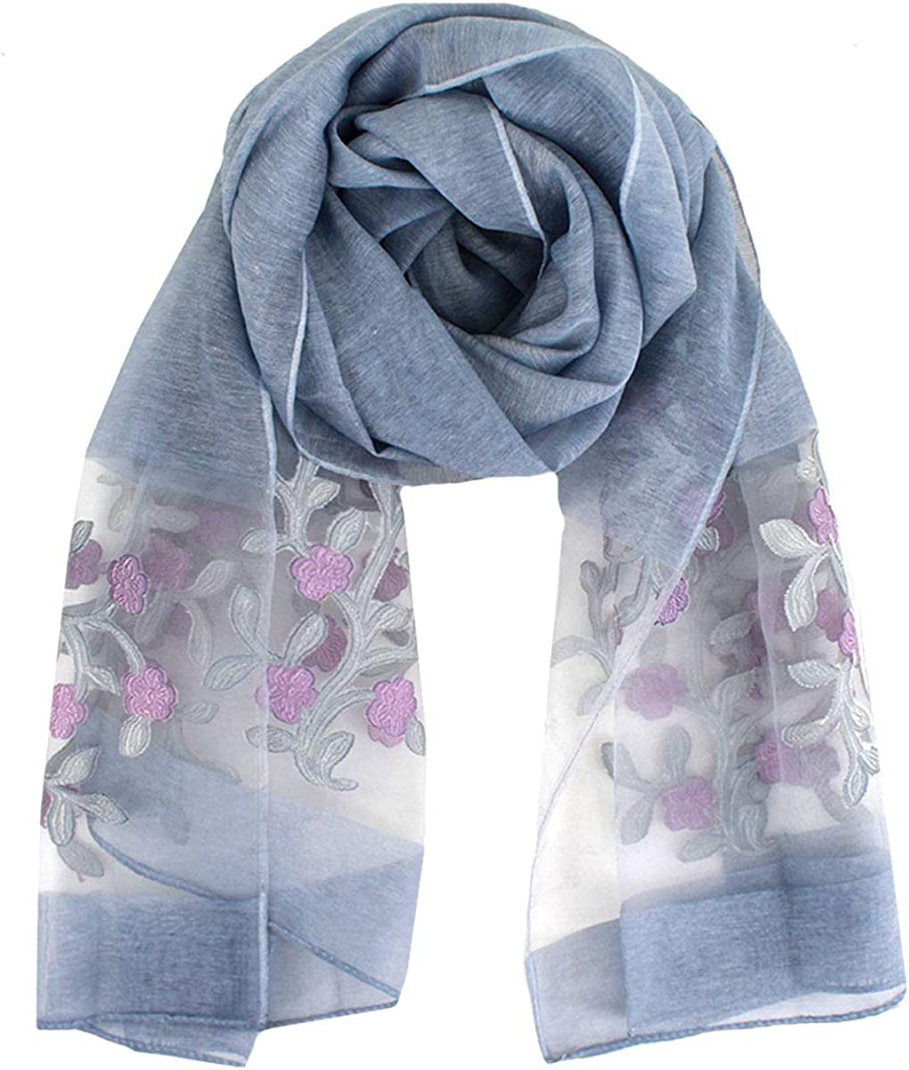 Van Caro Scarfs for Women Lightweight Floral Scarf Soft Long Fashion Scarves Sun-Proof Wrap Shawl Apparel & Accessories > Clothing Accessories > Scarves & Shawls Lobagve 3046 Gray  