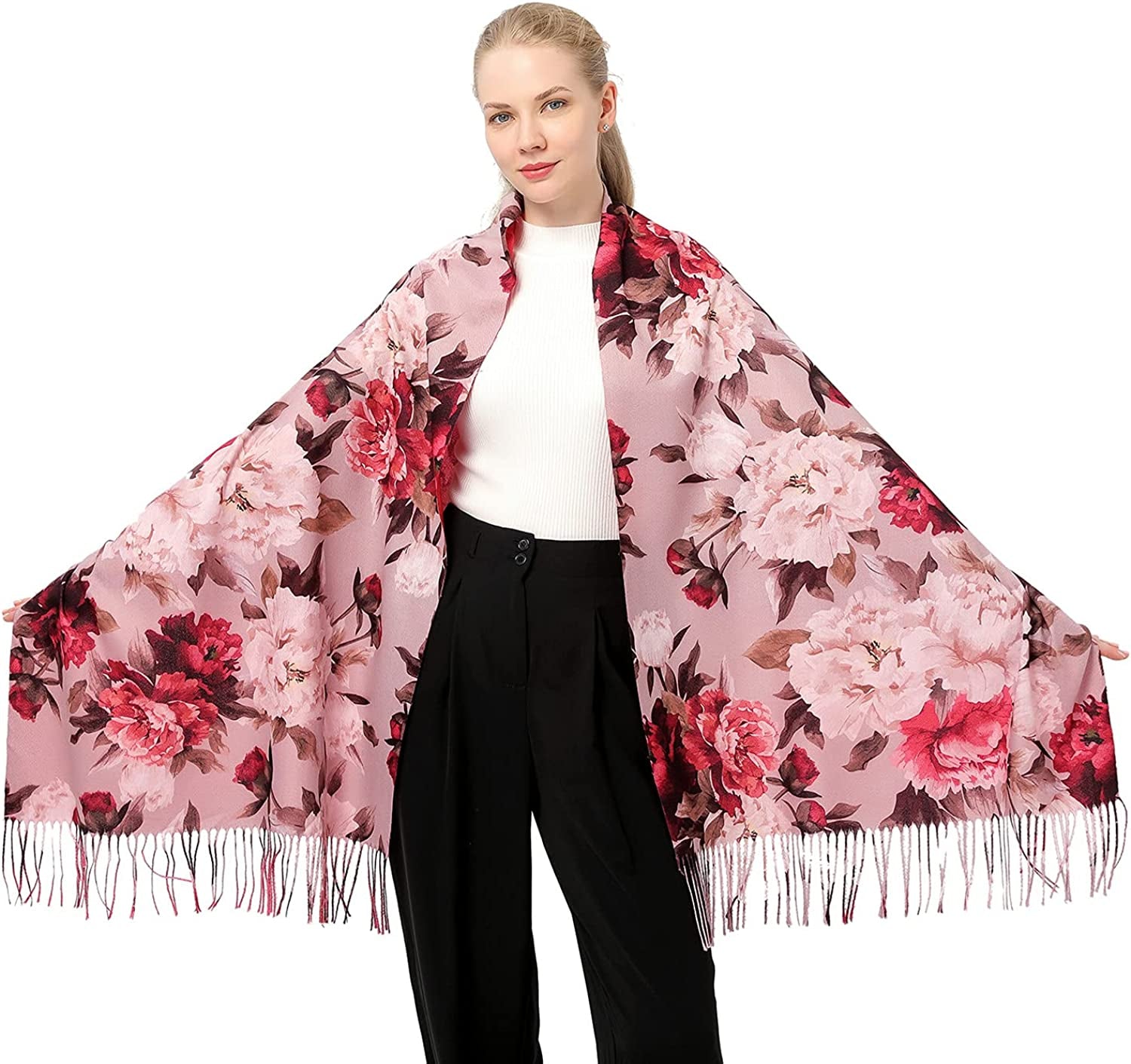Women'S Fashion Scarf with Art Printed Tassel Soft Cashmere Warm Large Blanket Wrap Shawl for Gift Apparel & Accessories > Clothing Accessories > Scarves & Shawls XYBJ No3  