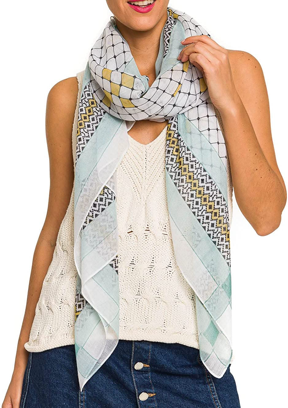 Scarf for Women Lightweight Geometric Fashion Spring Fall Winter Scarves Shawl Wraps Apparel & Accessories > Clothing Accessories > Scarves & Shawls MELIFLUOS DESIGNED IN SPAIN   