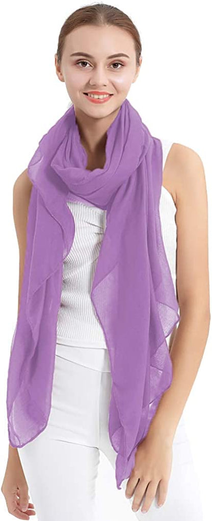 LMVERNA Women'S Long Scarf Solid Color Large Sheer Shawl Wraps for Evening Apparel & Accessories > Clothing Accessories > Scarves & Shawls LMVERNA Lavender  