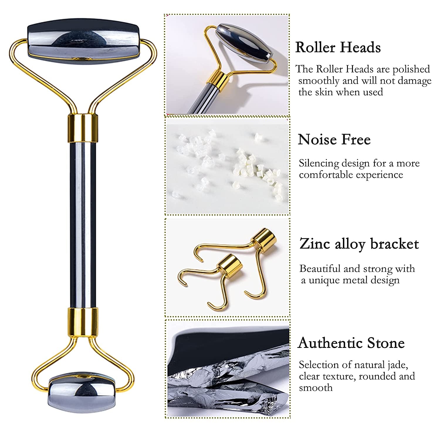 HOTACE Face Jade Roller Gua Sha Set Facial Beauty Roller Skin Care Tools Terahertz Energy Stone Massager for Face, Eyes, Neck, Finger Set Health & Beauty > Personal Care > Cosmetics > Cosmetic Tools > Skin Care Tools HOTACE   