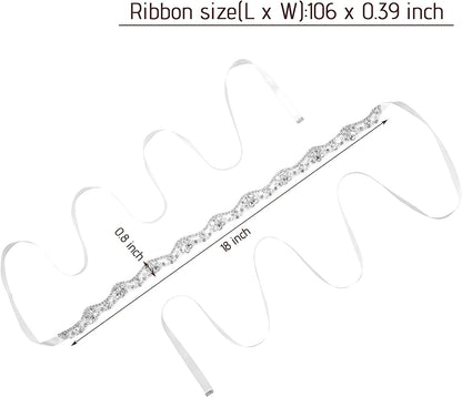 Bling Handmade Rhinestone Bridal Belt Crystal Diamond Wedding Belt Ribbon Sash Apparel & Accessories > Clothing Accessories > Belts Geyoga   
