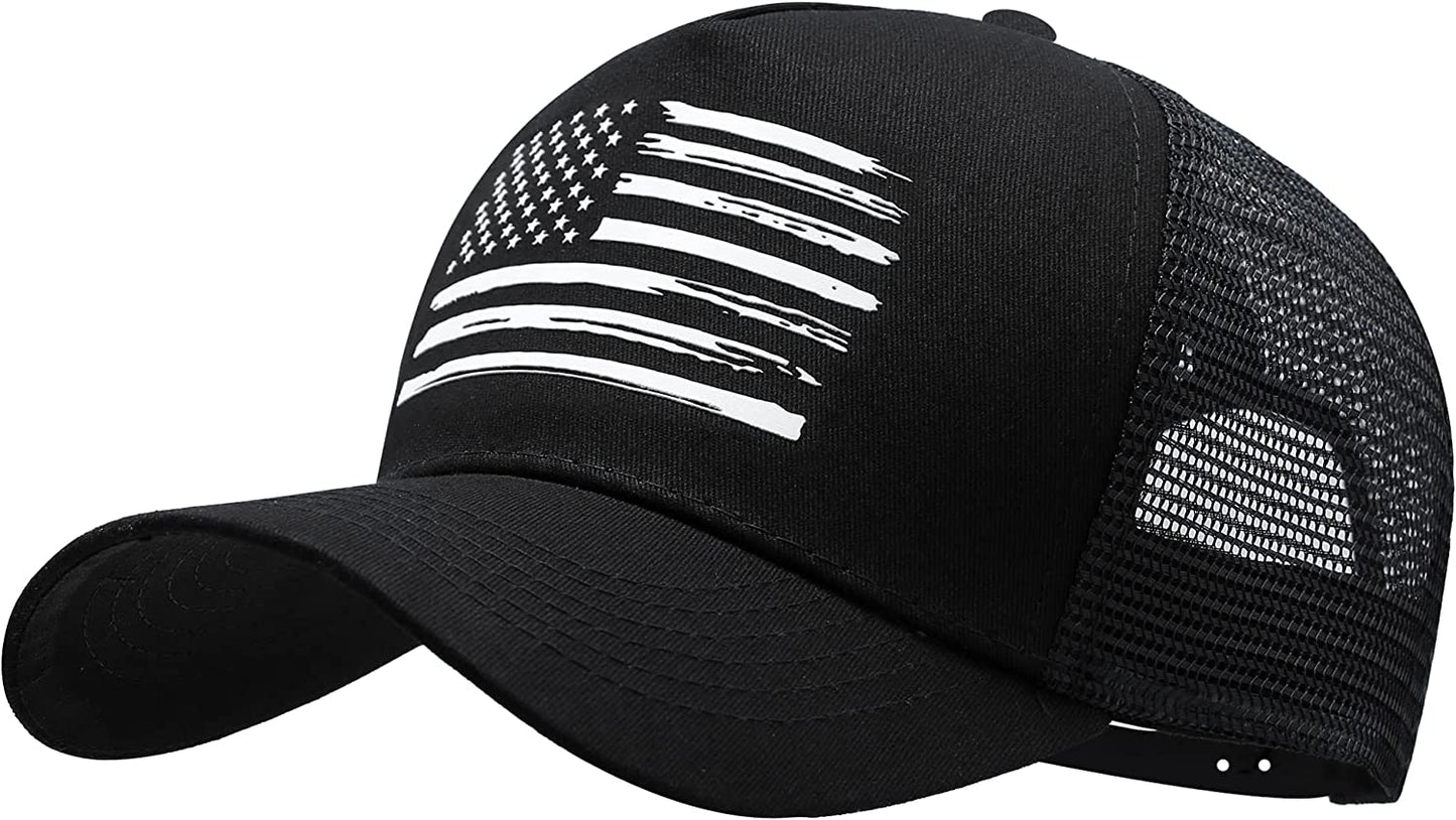 VIONLAN Baseball Cap American Flag Trucker Hat for Men Women 3D Embossed Logo Adjustable Outdoor Mesh Snapback Hat Apparel & Accessories > Clothing Accessories > Hats VIONLAN Black/White Flag  