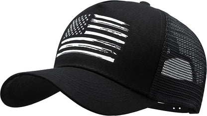 VIONLAN Baseball Cap American Flag Trucker Hat for Men Women 3D Embossed Logo Adjustable Outdoor Mesh Snapback Hat Apparel & Accessories > Clothing Accessories > Hats VIONLAN Black/White Flag  