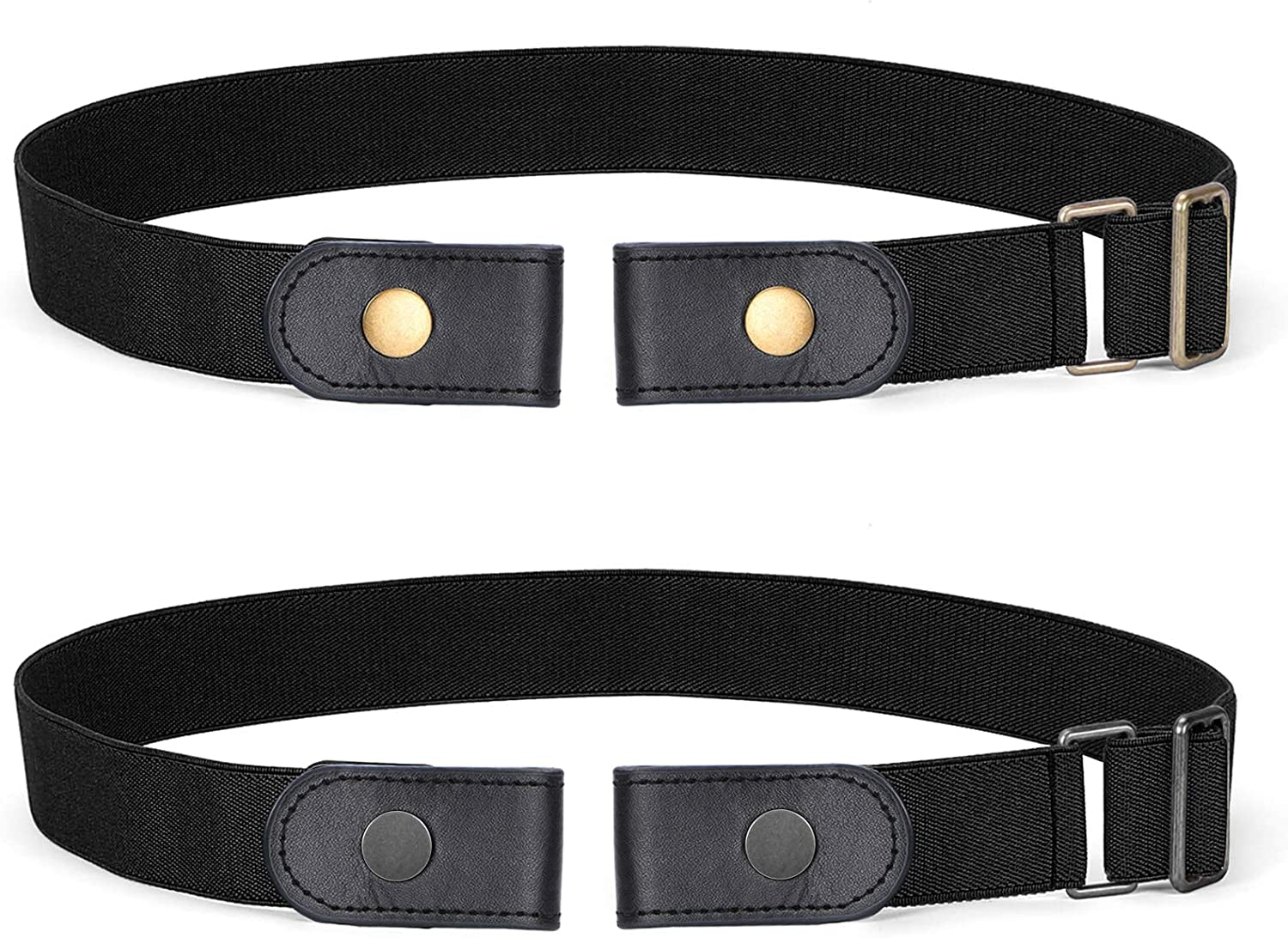 SANSTHS Buckle-Free Elastic Women Belt for Jeans without Buckle, Comfortable Invisible Belt No Bulge No Hassle Apparel & Accessories > Clothing Accessories > Belts SANSTHS H-black+black(gun Buckle) Fit pants 47"-65" 