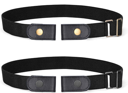 SANSTHS Buckle-Free Elastic Women Belt for Jeans without Buckle, Comfortable Invisible Belt No Bulge No Hassle Apparel & Accessories > Clothing Accessories > Belts SANSTHS H-black+black(gun Buckle) Fit pants 47"-65" 
