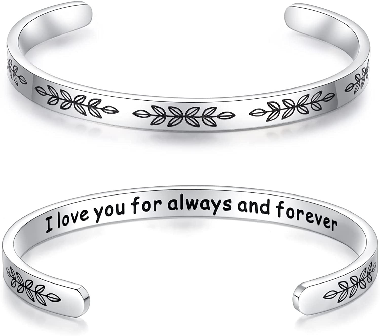 Aryahozel Motivational Cuff Bracelet for Women Girls, Personalized Jewelry Gifts for Her Daughter Mom Sister Niece Best Friends, Engraved Different Sayings Apparel & Accessories > Jewelry > Bracelets AryaHozel Women/Girl gift-I love you always and forever  