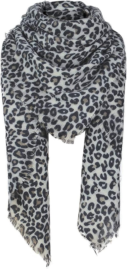 Century Star Women'S Stylish Warm Tassels Soft Plaid Tartan Scarf Winter Large Blanket Wrap Shawl Apparel & Accessories > Clothing Accessories > Scarves & Shawls Century Star Leopard One Size 