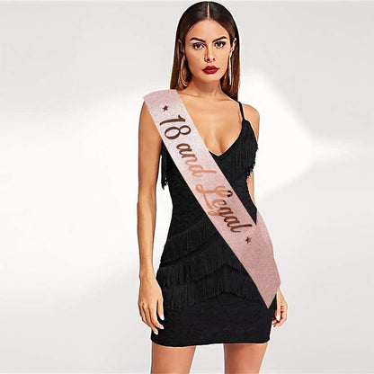 "18 and Legal" Sash and Rhinestone Crown Set - 18Th Birthday Party Gifts Birthday Sash for Girl Birthday Party Supplies Apparel & Accessories > Clothing Accessories > Sashes YULIPS   